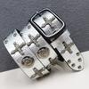 Original Punk Belt Men Women Skull Rivet Snake PU Leather Needle Buckle 105-125cm