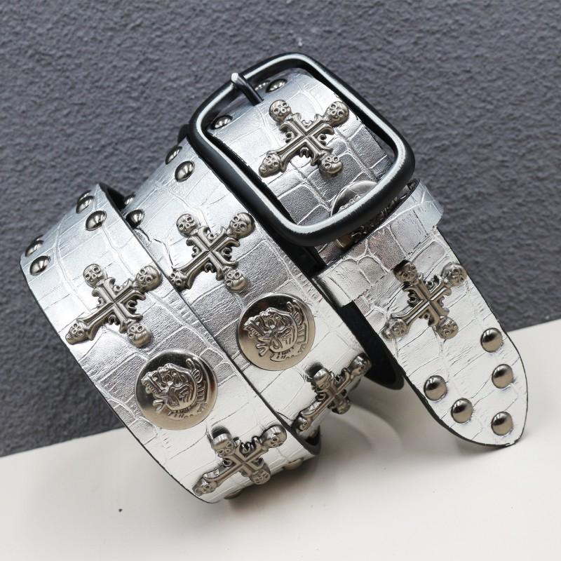 Original Punk Belt Men Women Skull Rivet Snake PU Leather Needle Buckle 105-125cm