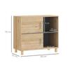 Bathroom Storage Cabinet Natural Wood 80x35x70 cm 2 Doors 2 Open Compartments