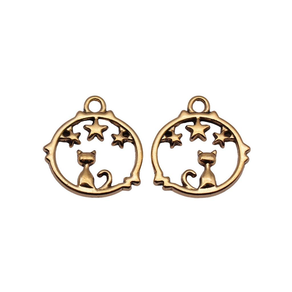Nested Star Charms Multi Color Alloy Pendants For Double Star Themed Jewelry