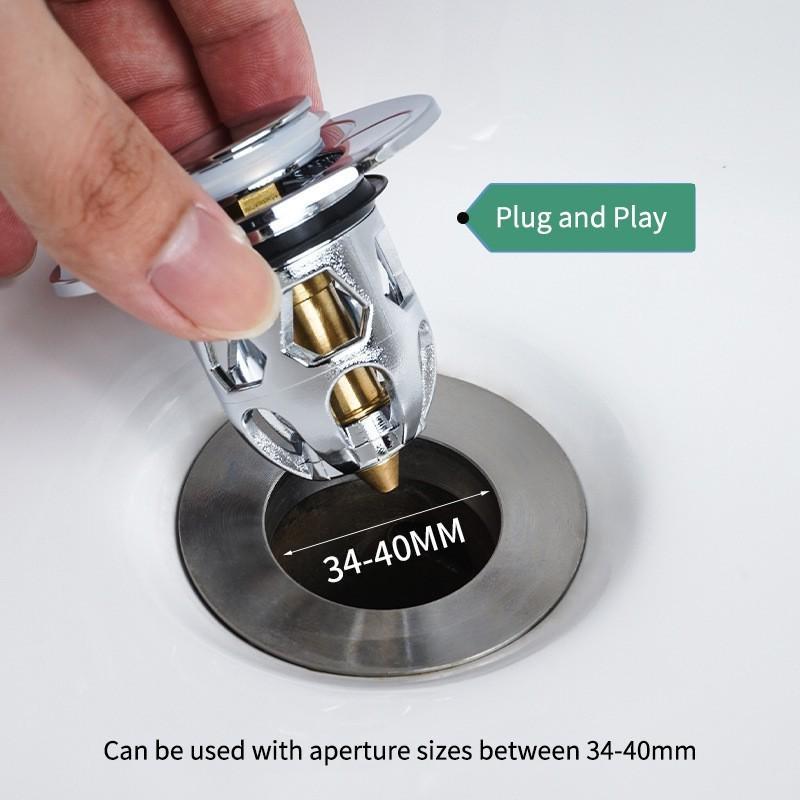 Universal Pop-up Bounce Core with Stainless Steel Hair Catcher, Bathroom Sink Strainer, Bathtub Stopper Basin Drain Filter