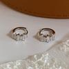 Sterling Silver Rectangle Zircon Round Hoop Earrings for Women Trendy Geometric Fine  Light Luxury Accessories