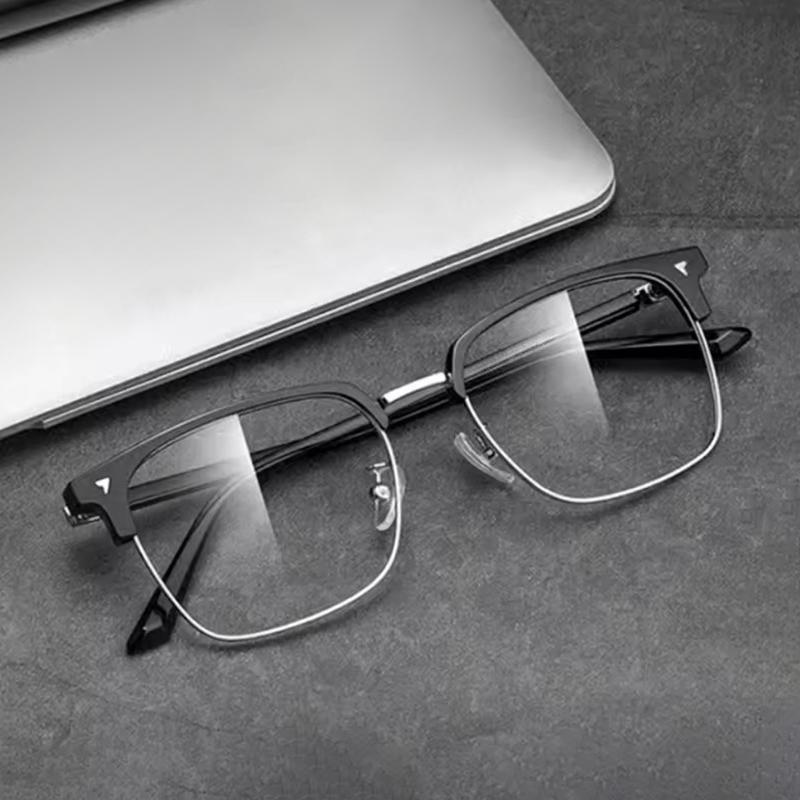 Computerbrillen für Herren Damen Metall Quadratisch Halbrahmen Transparent Brillen Mode Blaulichtfilter Brillen