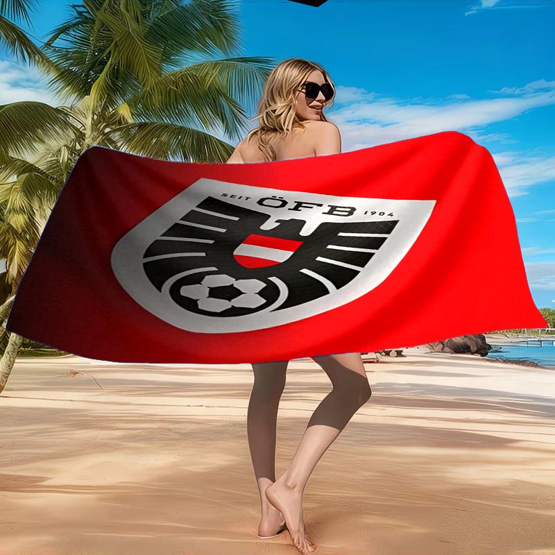 Asciugamano da Spiaggia Emblema Calcio Austria, Asciugatura Rapida, Facile da Curare, Adatto Sia per il Fitness che per le Vacanze al Mare, Essenziale Sportivo
