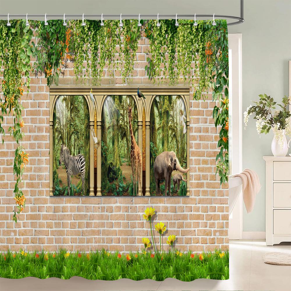 3D Prachtig Kleurrijk Bloemenlandschap Print Badkamer Waterdicht Douchegordijn Polyester Gordijn Huisdecoratie Gordijn