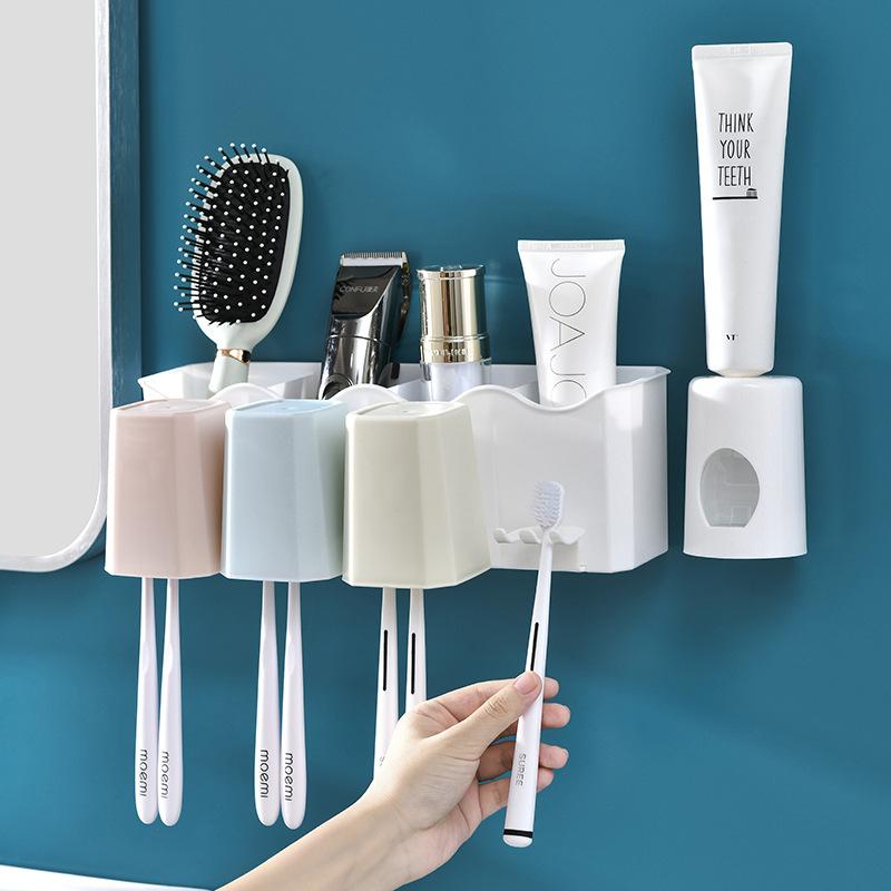 820 Bathroom Wall-Mounted Toothbrush Rack, Non-Punching Washing Cup, Toothpaste Storage Rack, Bathroom Washing Cup Set