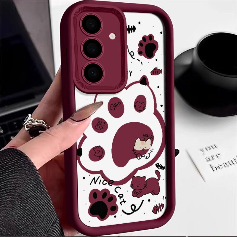 

Корейский милый чехол для телефона с кошачьей лапкой для Samsung Galaxy Case S24 S23 S22 S21 Ultra Plus Fe A55 A54 A53 A52 A35 A25 A15 5G Y2k Чехол Galaxy S23+
