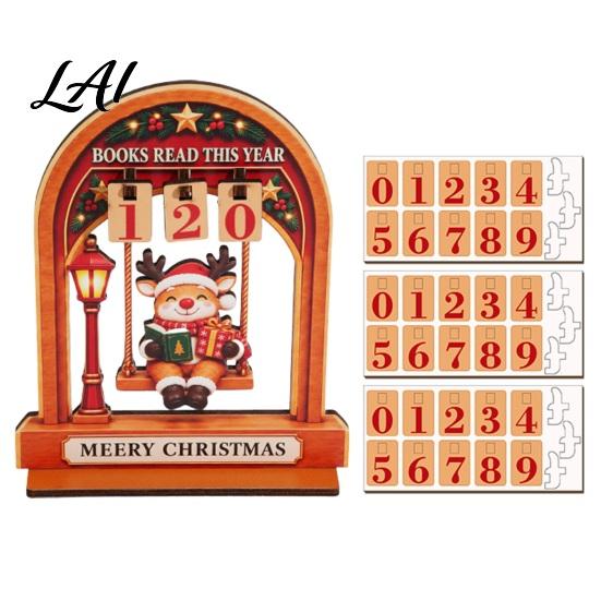 Reading Tracker Calendar Wooden Christmas Tracker Santa Arch Shelf Desktop Decor Decorative Holiday Table Ornaments with Adjustable Number Counters