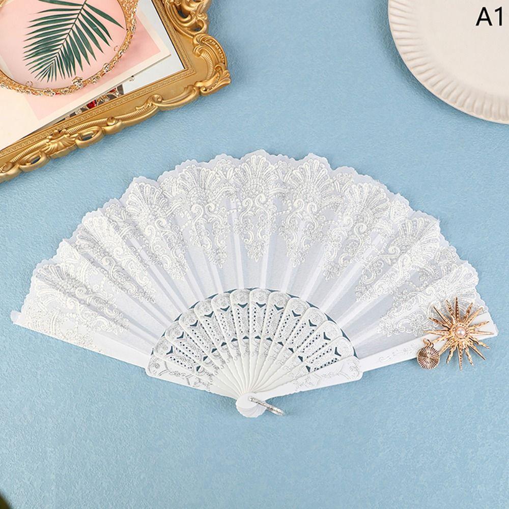 

Готический придворный стиль Домашнее украшение Лолита Кружевной веер Танцевальный ручной веер Складной веер Кружево Роза Складной веер C