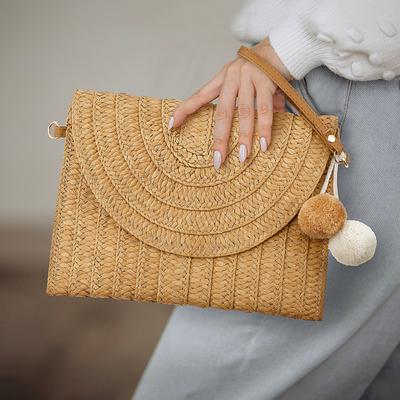 Summer Shoulder Bag Grass Woven Crossbody Basg for Women Bohemian Beach Simple Designer Small Purses and Handbag Woven Straw Bag