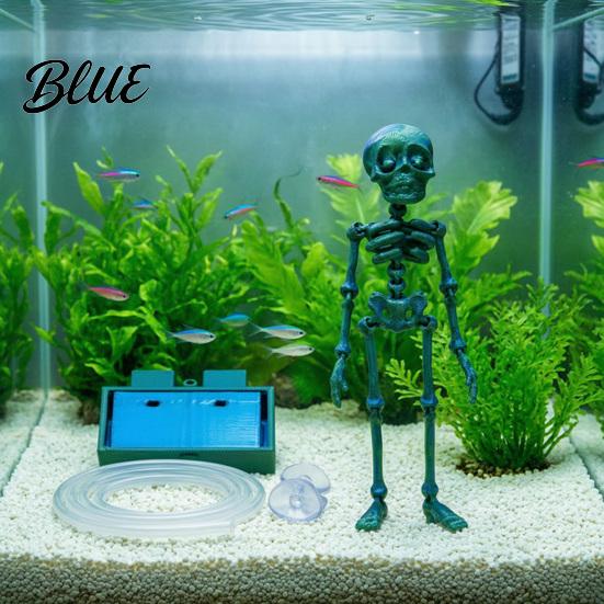 Dynamic Ornament for Shrimp Tanks Dancing Skeletons Aquarium Bubbler Decoration Halloween Skeleton Fish Tank Themed Landscaping Ornament 3D Printed