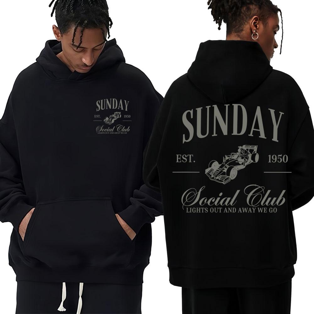 

Sunday Social Running Club Print Hoodie Men Women Sporty Racing Fashion Hoody Sweatshirt Fleece Oversized Y2k Long Sleeve S