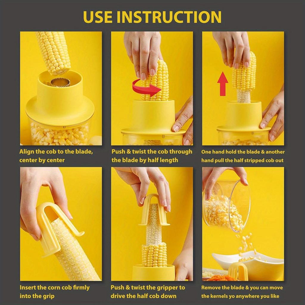 2 in 1 Multifunctional Corn and Ginger Grinder , Stainless Steel Manual Kernel Remover with Ergonomic Handle, Quickly Remove Kernels