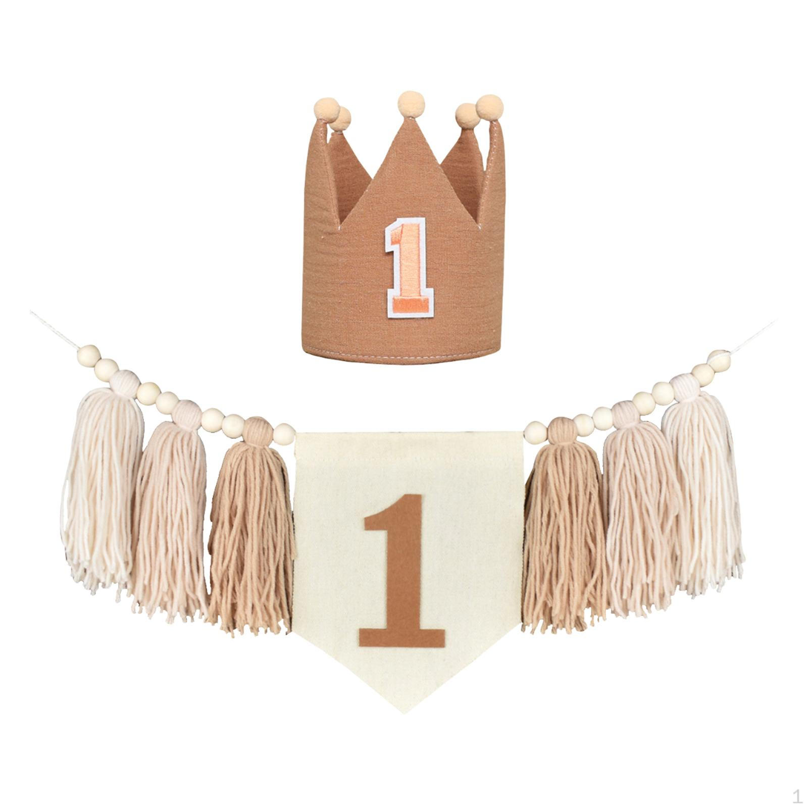 

Баннер на 1-й день рождения с украшением стульчика для кормления коричневый