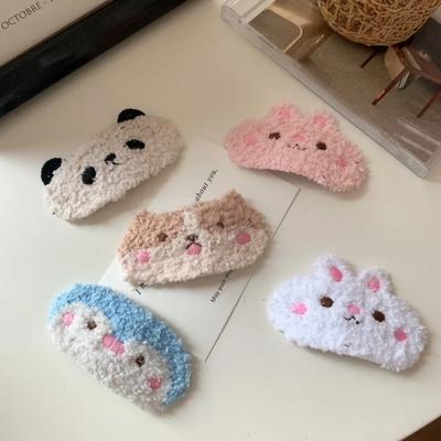 Cartoon Pelzig Kinder Mädchen Haarspange Lustiges Tier Panda Hase Pony Seitenclip Plüsch Herbst Winter Mädchen Haarnadel Kinder Kopfschmuck