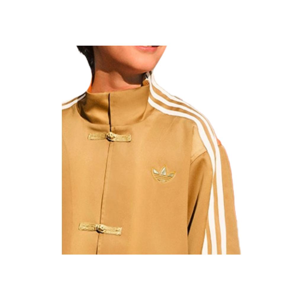 adidas Kurtka Originals Ctt Jk Styl Chiński Moda Paski Długi Rękaw Kurtki Dziecięce Brązowa JM9182