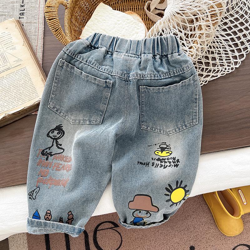 Kids Straight Leg Jeans Boys Girls Fashion Casual Denim Pants Spring Autumn Baby Long Trousers