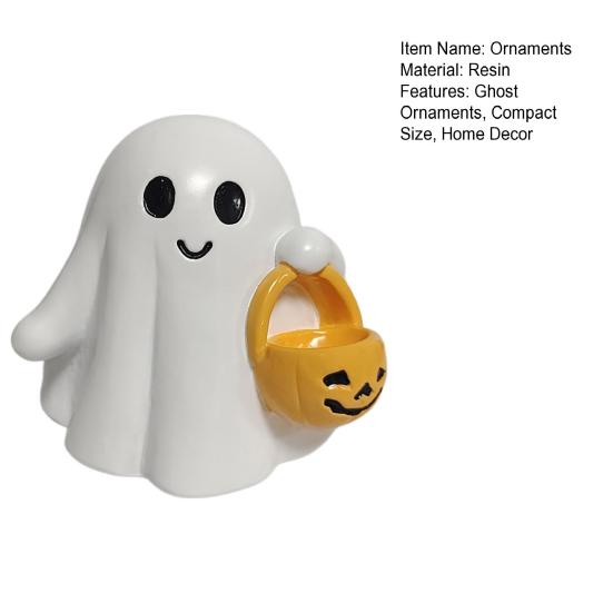 Ghost Ornaments, Halloween Resin Desktop Ornaments, Hanging Pumpkin Basket Design, Desktop Decor for Party Holiday