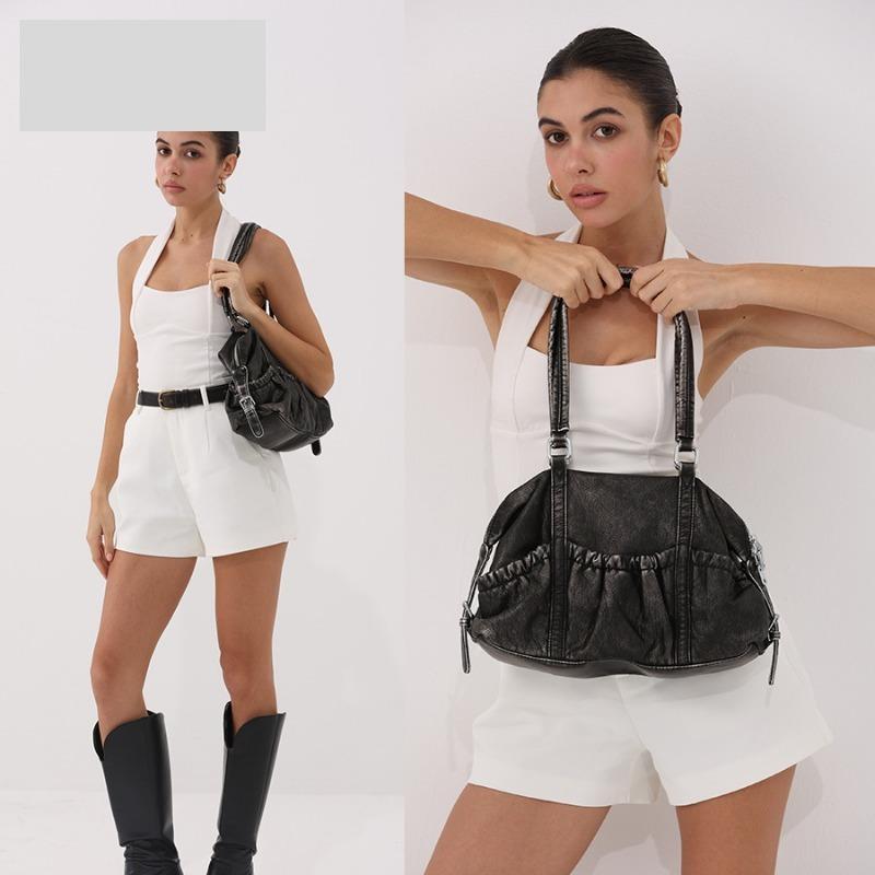 Tote Bag for Women's Commuting Large-capacity Drawstring Underarm Bag Hand and Shoulder Bowling Bag