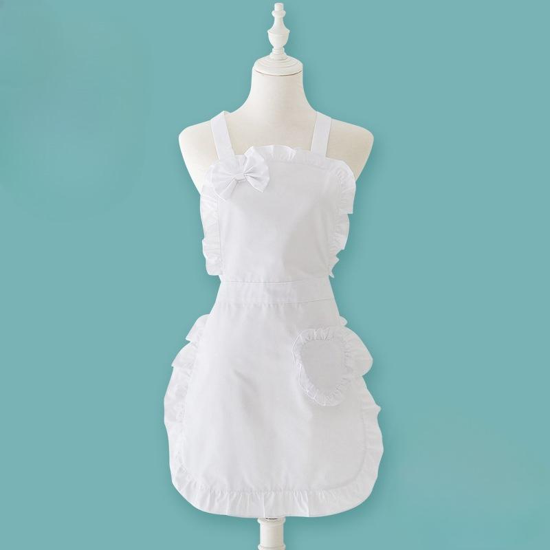 Long Pink Heart Apron, Ruffled Design with Pockets, Cute And Vintage Women'S ApronMaid Dress