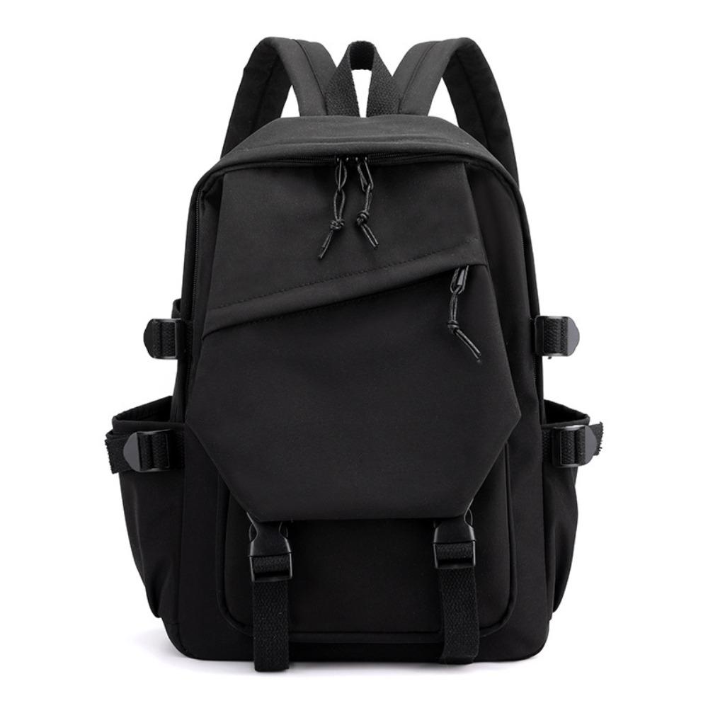 Multi-Functi Nyl Backpack Solid Color Large Capacity Women Shoulder Bag Korean Style Adjustable Students Schoolbag Student чёрный