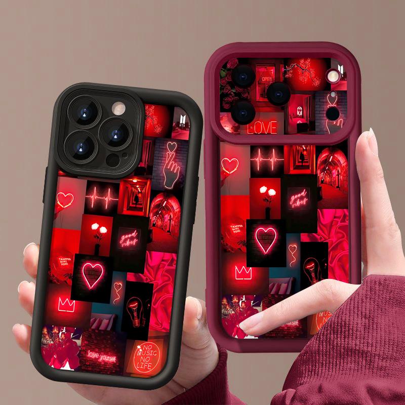 Red Heart Pattern TPU Phone Case For iPhone Air 16e 17 16 15 14 Pro Max 13 12 Pro 15 16 14 Plus Shockproof Soft Silicone Cover