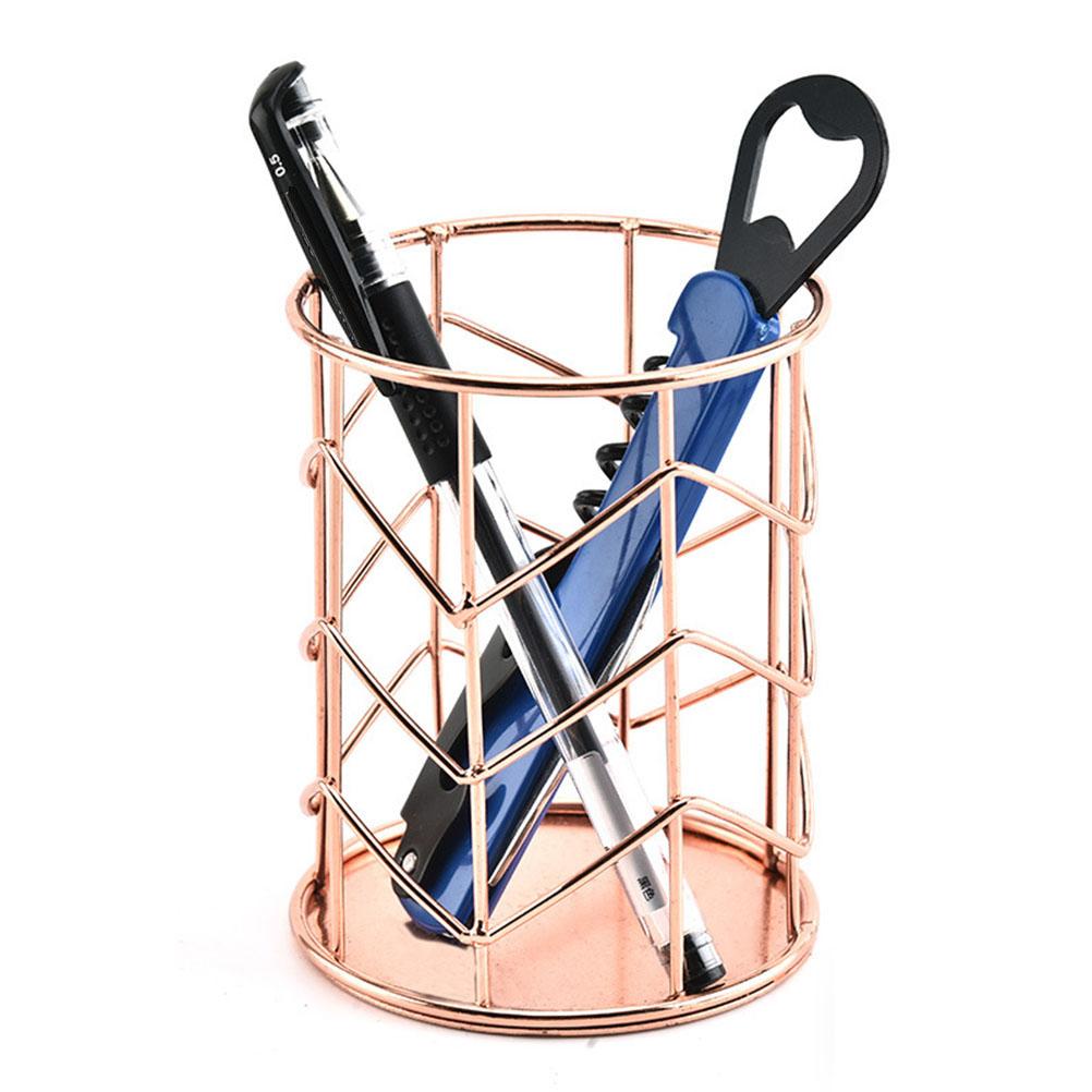 Wire Metal Makeup Brush Pot Pen Holder Hollow Organizer Decoration