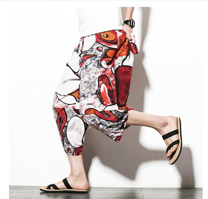 2024 Men's Solid Color Plus Size Casual Linen Harem Pants