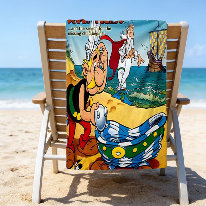 Custom Name Beach Towel Asterix Friends Beach Towel, Soft Microfiber, Gift for Her/Him, Birthday, for Pool, Beach, Travel, Fan gifts