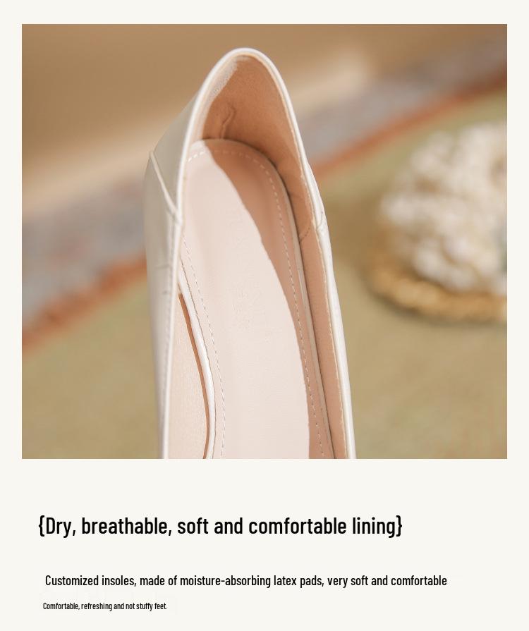 Fuxing Dámské 2025 Robustní podpatek Francouzský styl Vysoké podpatky k sukním - Pohodlné jarní a podzimní pracovní boty