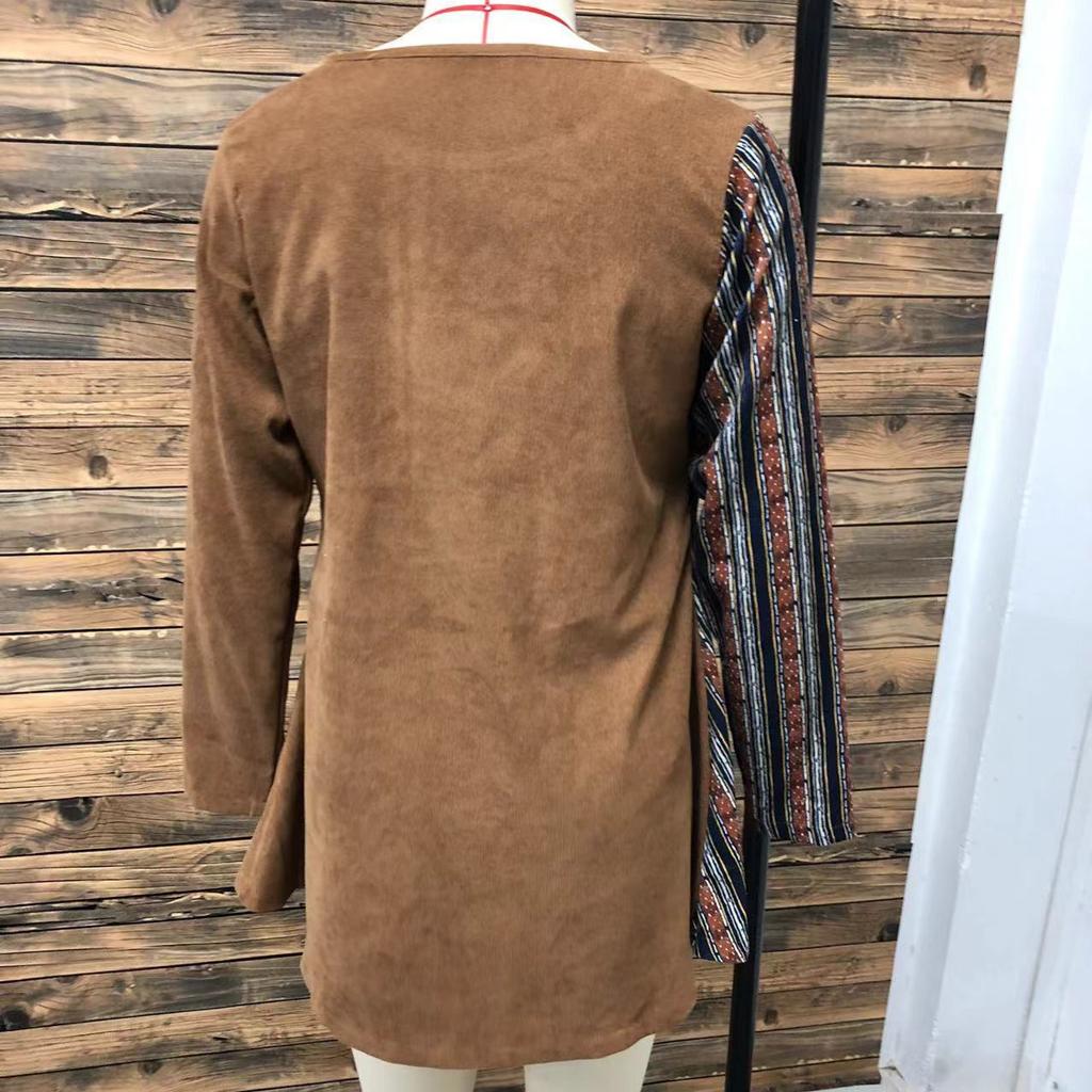 Women's Tops Plus Size Vintage Round Neck Loose Temperament Long Sleeve Top