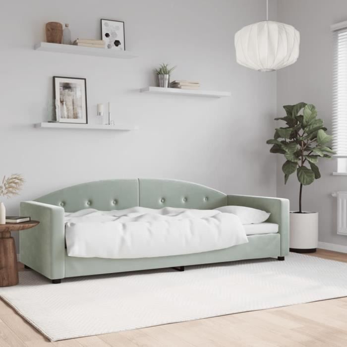 VidaXL Lit de jour gris clair 80x200 cm velours 354129
