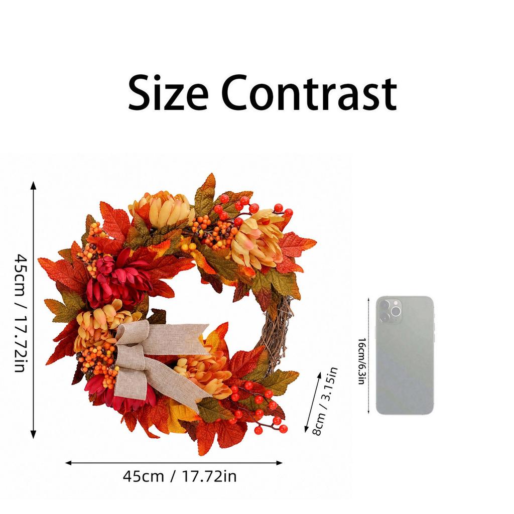 Maple Leaf Pinecone Wreath for Thanksgiving Door Wall Hanging Decor