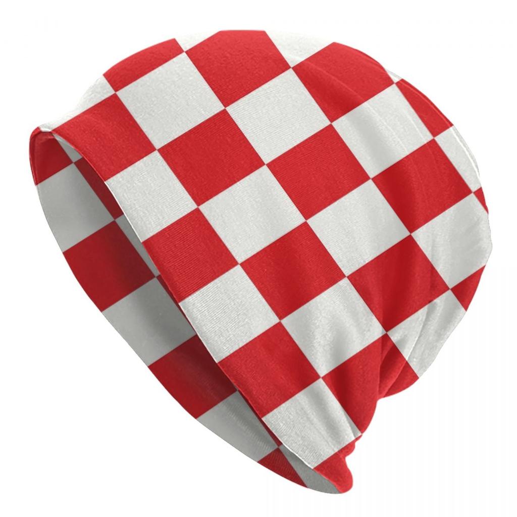 Custom Chessboard Glitter Croatia Skullies Beanies Caps Unisex Winter Warm Knitted Hat  Chess Board Bonnet Hats Outdoor Ski Cap