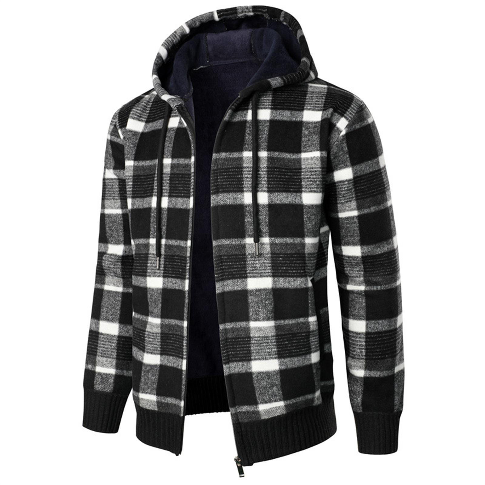 

Men s Fashion Hooded Hood Adding Fleece Knitting Hoodie Sweater Coat M