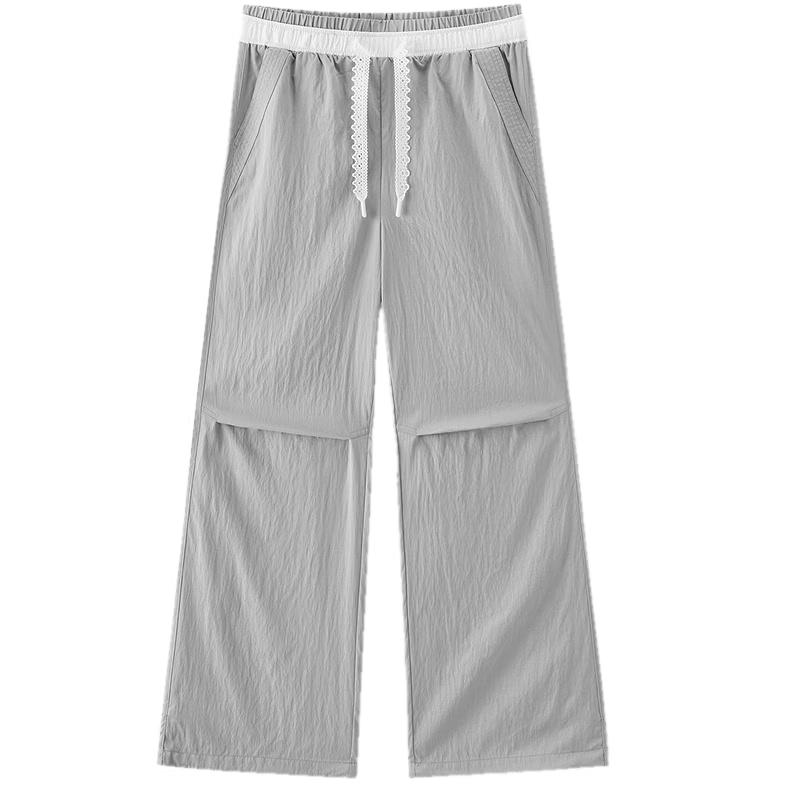 Semir Women s Summer Lace Color-Block Wide-Leg Cool-Feel Pants S