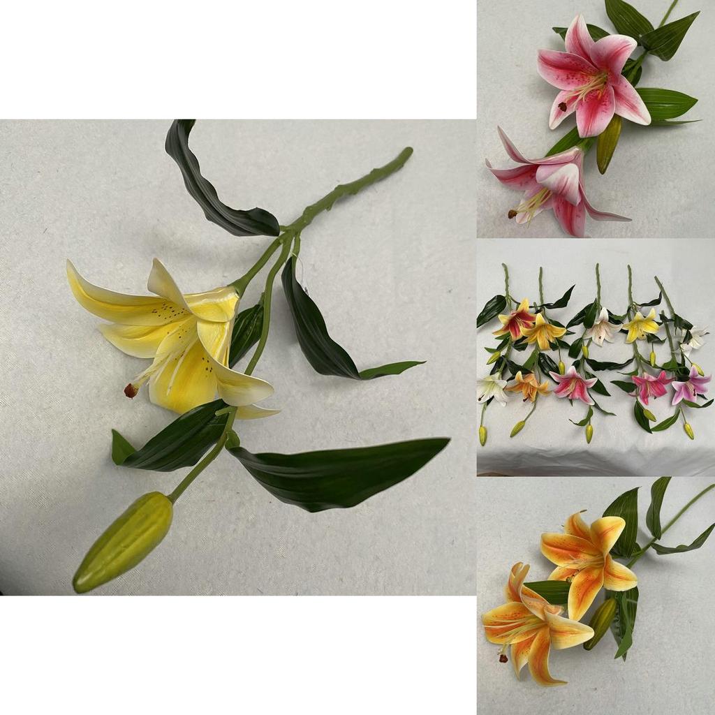Realistic 3d Cloth Artificial Lilies Fake Flowers For Wedding Decor Home Staging Photography Props