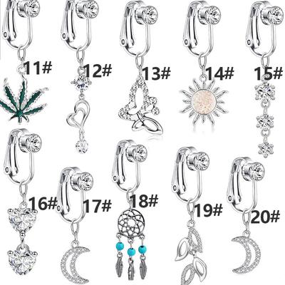 1 szt. Nowa cyrkonia bezpłatny piercing fałszywy kolczyk w pępku pępek biżuteria do pępka kolczyki klipsy do uszu 