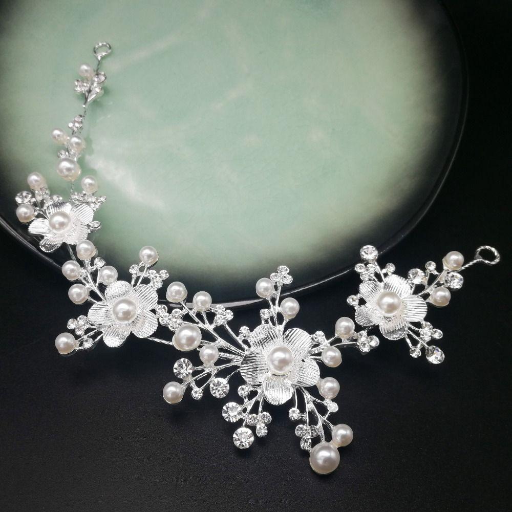 Elegant Bridal Butterfly Headband Pearl Beads Wedding Crystal Headwear  for Women Girls