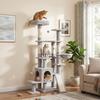 Cat Tree, 5-Level, 152 cm, Cat House, Hammock, Platform, Scratching Posts, Hanging Balls, Light Grey