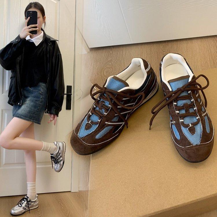 4CM heightening mesh breathable German training shoes women's 2025 new summer versatile casual sports board shoes soft-soled single shoes