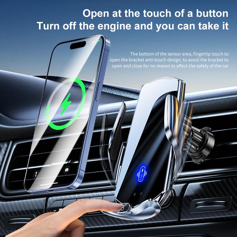 15W Wireless Charging Car Air Vent Phone Mount Car Wireless Phone Holder for iPhone 15 14 13 12 Xiaomi Samsung