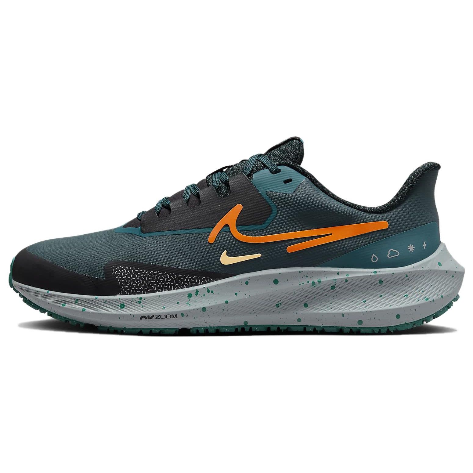 

Nike Air Zoom Pegasus 39 Shield Deep Jungle Geode Teal Black Safety Orange Men s Running Shoes DO7625-300 44.5