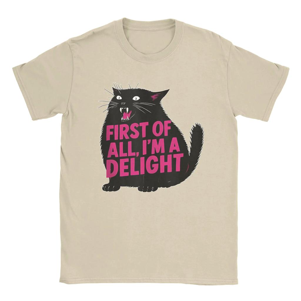 Confident Black Cat TShirt for Women Funny Im A Delight Slogan Tee Fierce Animal Graphic Print Short Sleeve Cotton Casual St