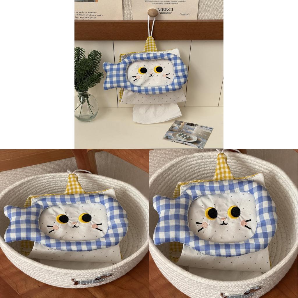 Cat Fish Tissue Box Holder With Fabric Material For Home Storage And Decor