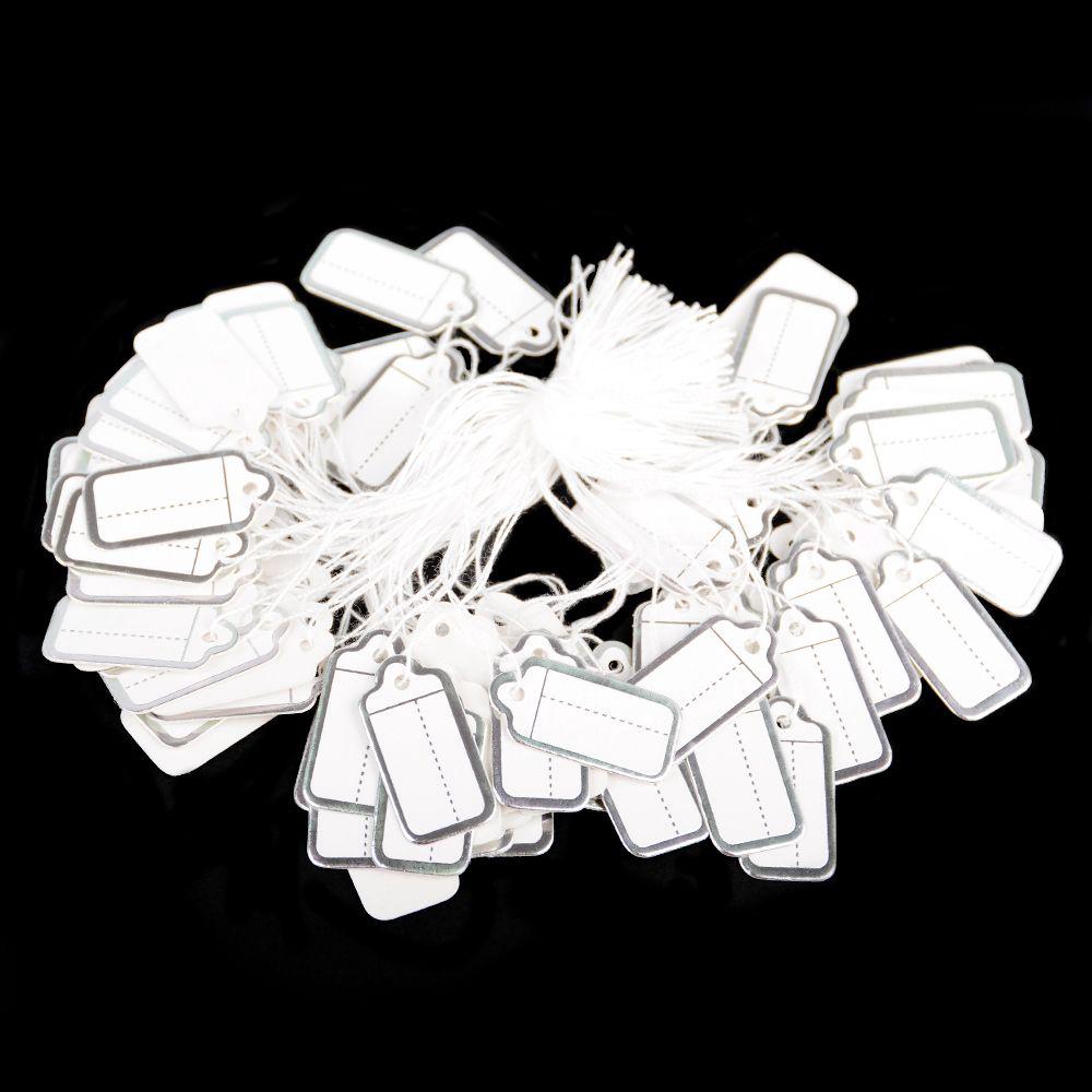 100pcs Blank Price Label Tags String Tie Watch Jewelry Display Merchandise Price Label Paper Cards Rectangular Price Tag