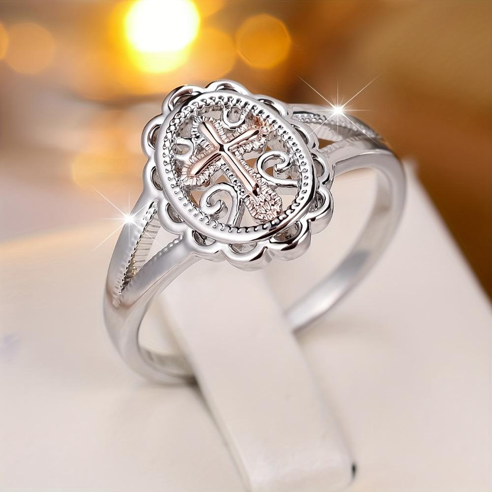 Mode S925 Sterlingsilber Exquisite Hohl Design Kreuzringe für Damen Fingeraccessoires Partyschmuck Geschenk