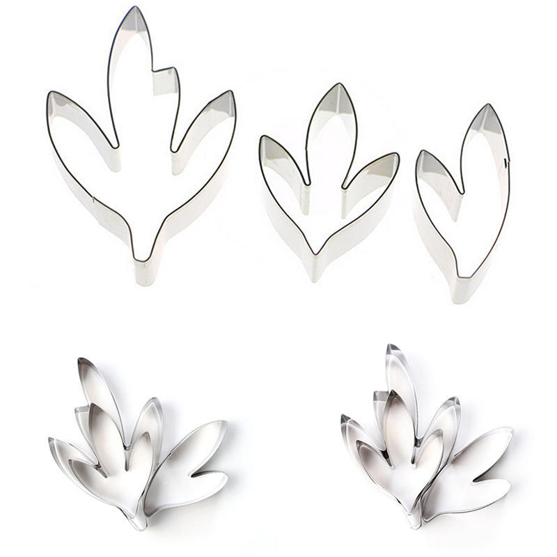 Fondant Cake Decoration Stainless Steel Tools Peony Flower Leaves Cutters Set