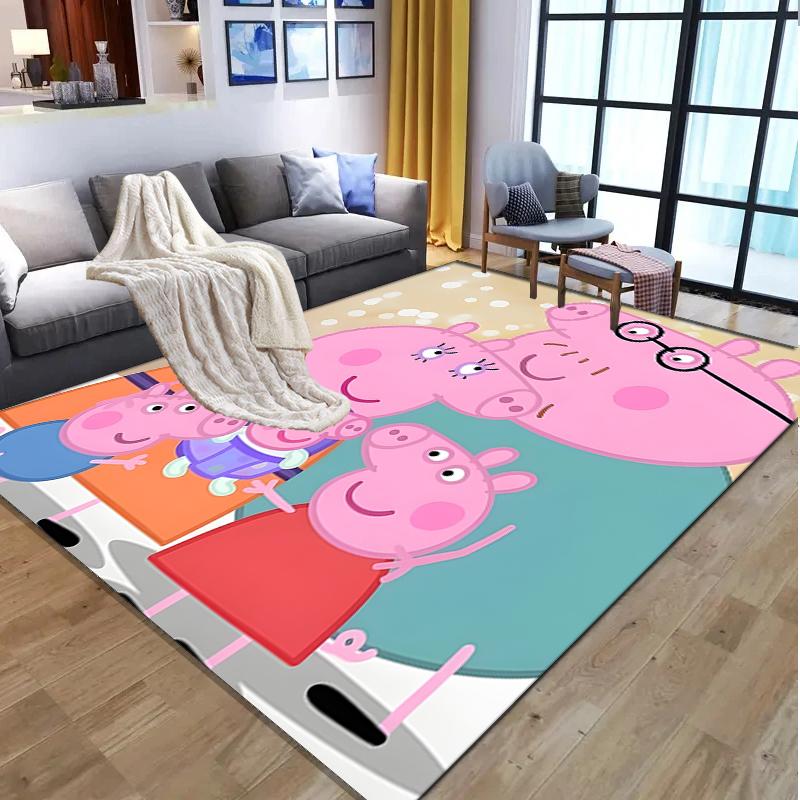 Peppa Pig Pattern Rug, Indoor/Outdoor Mat, for Picnic, Gameroom, Bedroom, Office, Living Room, Home Decor Carpet, Birthday Gift