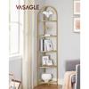 VASAGLE Corner Shelf Stand, 5 Tier Corner Bookshelf, Tempered Glass Shelves, Modern Style, Plant Stand with Steel Frame for Living Room, Bedroom